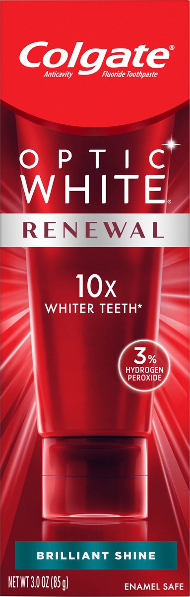 slide 4 of 7, Colgate Optic White Renewal Whitening Toothpaste, Brilliant Shine, 3 oz