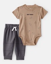 Carter's Baby Boy 'Best Buddy' Bodysuit & Jogger Set - Brown - 9M