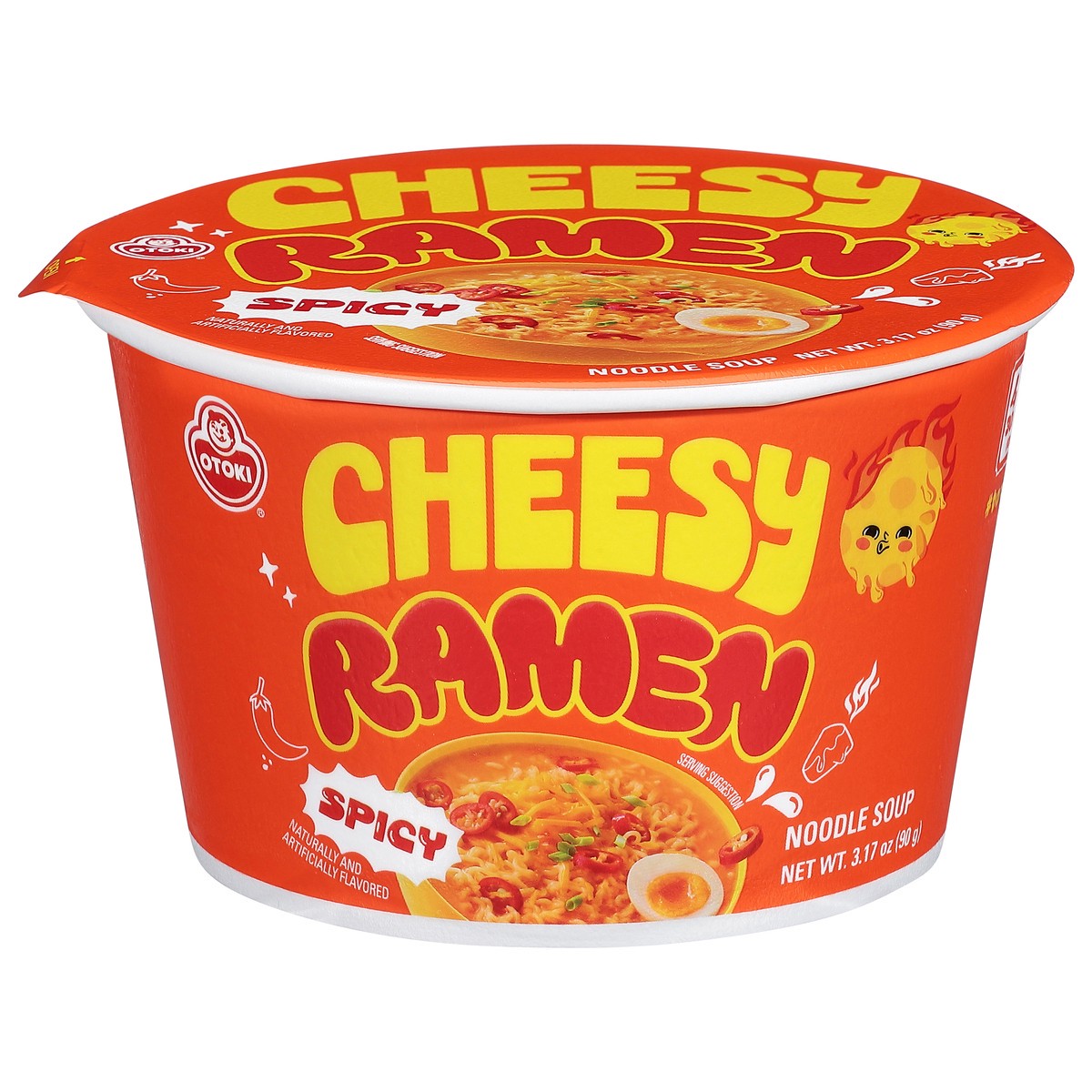 slide 1 of 14, Cheesy Ramen Spicy Noodle Soup, 3.17 oz