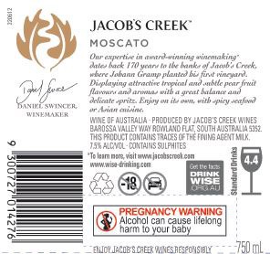 slide 3 of 5, Jacob's Creek Classic Moscato White Wine 750mL, 7.6% ABV, 750 ml