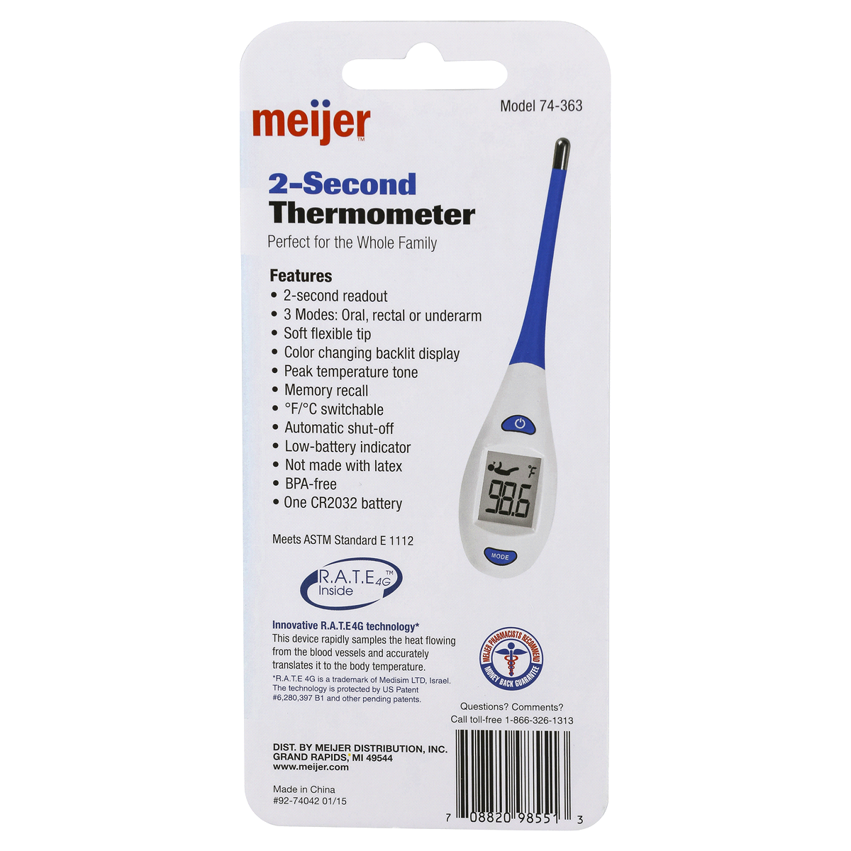 slide 2 of 2, Meijer 2-Second Thermometer, 1 ct