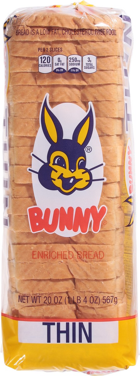 slide 6 of 9, Bunny Bread Thin Sliced, Enriched Sliced White Bread, 20 oz Loaf, 20 oz