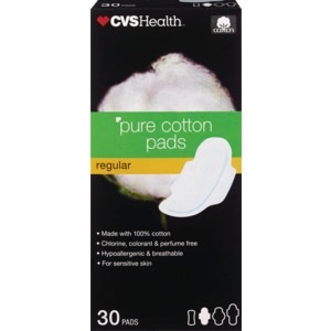 slide 1 of 1, CVS Health Pure Cotton Pads Moderate, 30 Ct, 1 ct