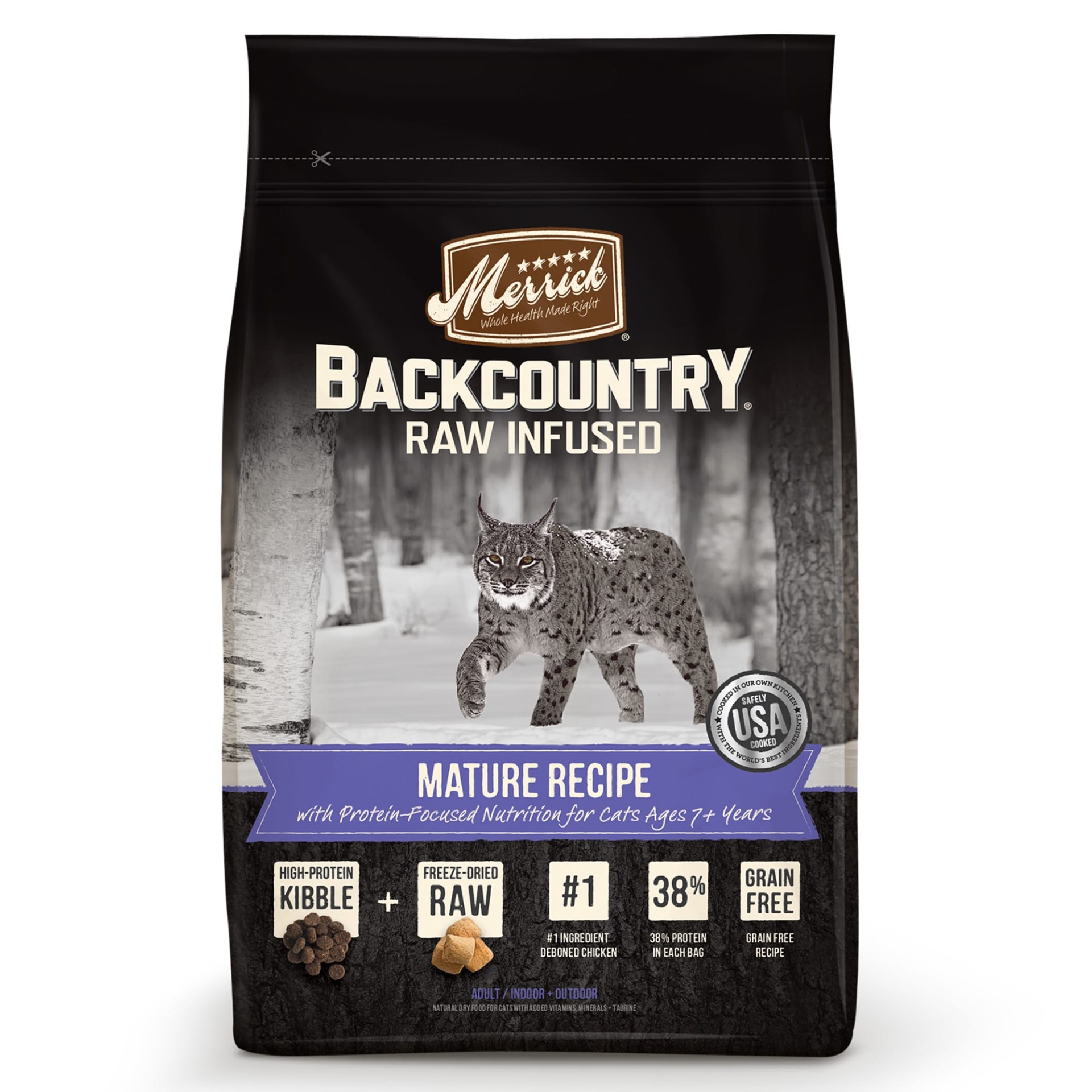 slide 1 of 1, Merrick Backcountry Mature Recipe Dry Cat Food, 6 lb