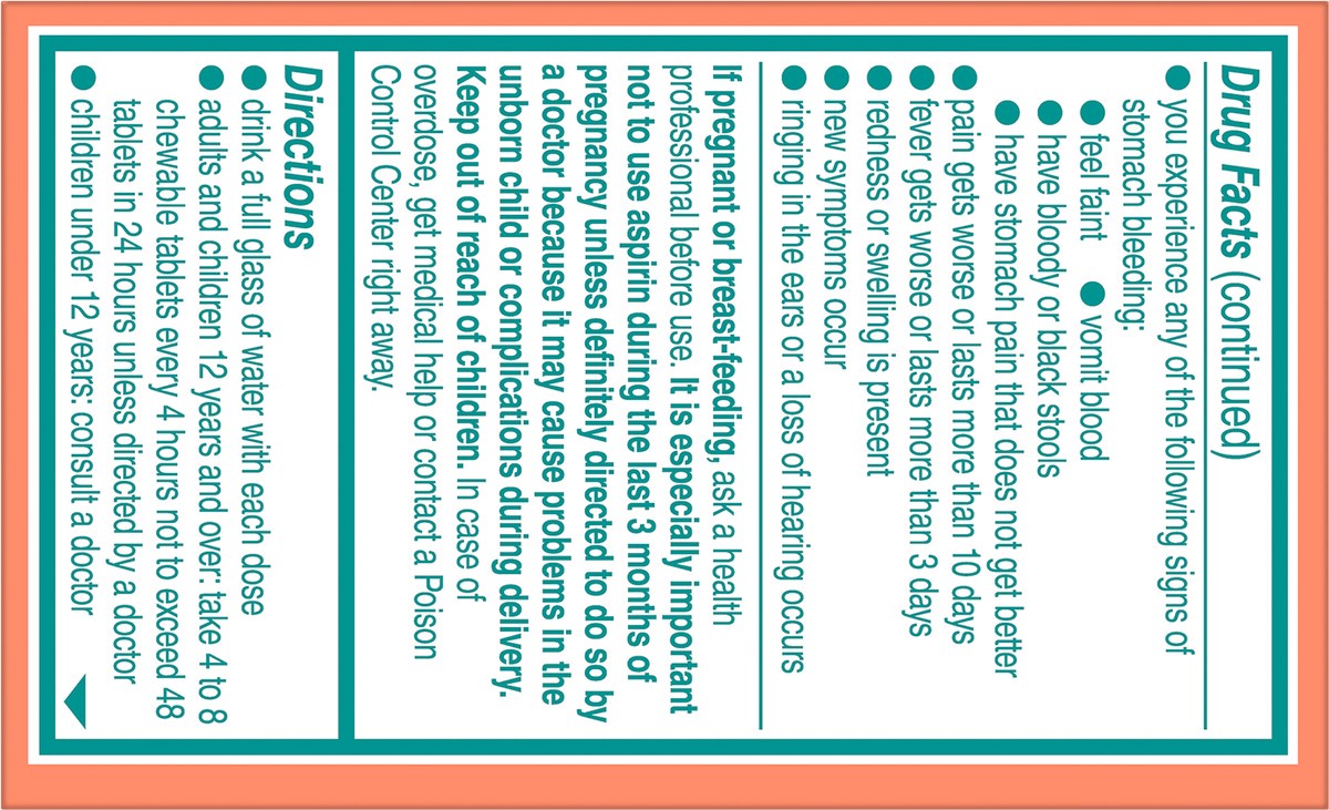 slide 2 of 7, Bayer Chewable Low Dose Orange Flavored 81 mg Aspirin Tablets 36 ea Box, 36 ct; 81 mg