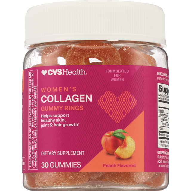 slide 1 of 1, Cvs Health Collagen Peach Rings, 30 Ct, 30 ct