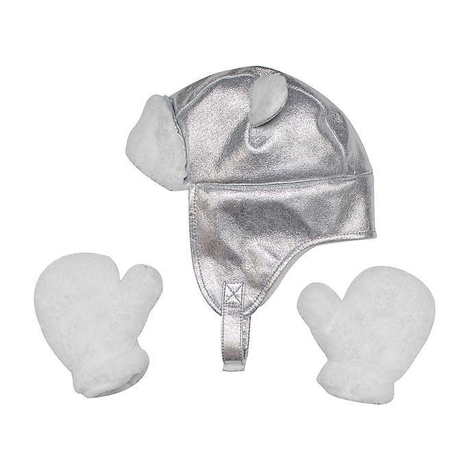 slide 2 of 2, Nolan Originals Infant Metallic Trapper Hat and Mitten Set, 2 ct