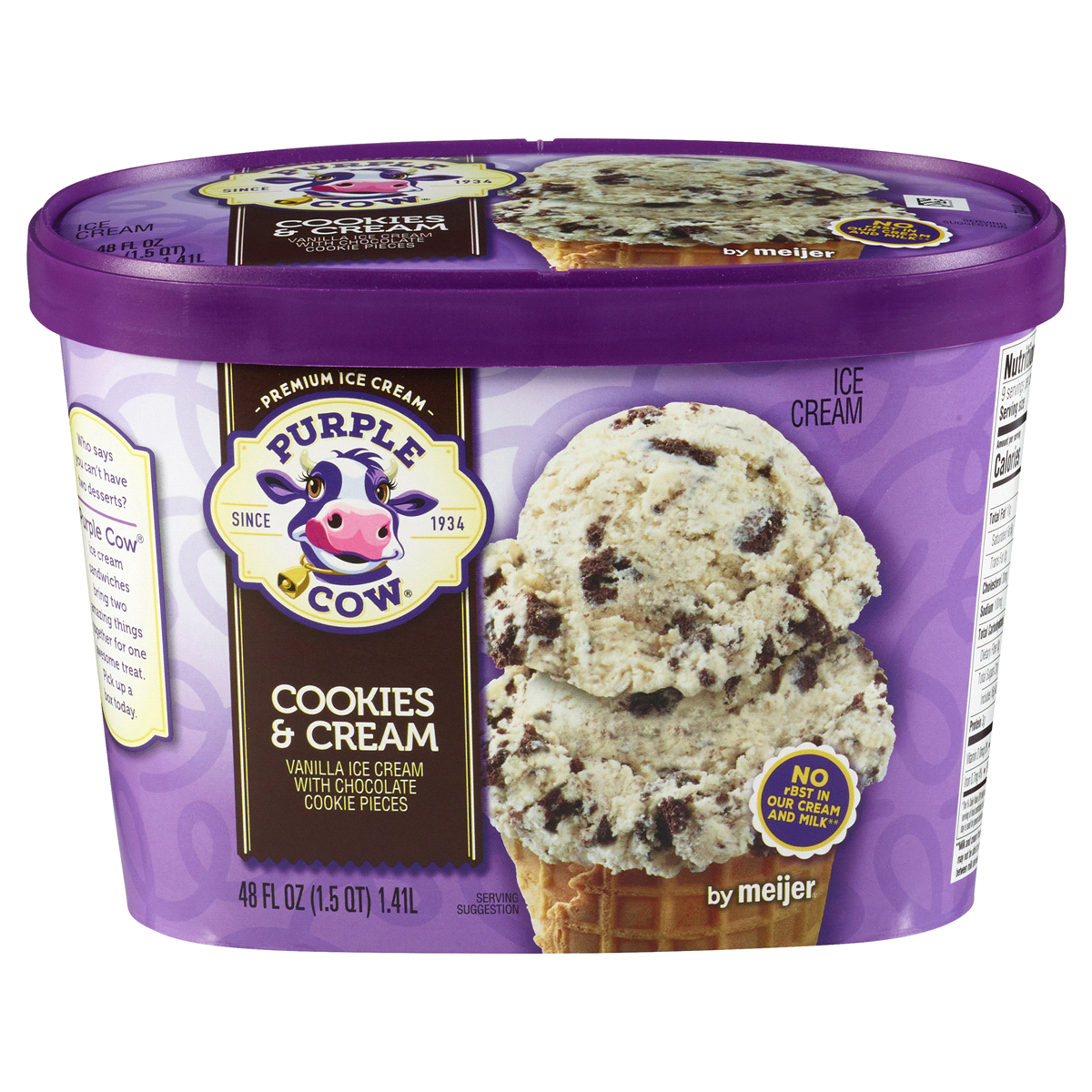 slide 1 of 4, Purple Cow Cookies & Cream Ice Cream, 1.5 qt