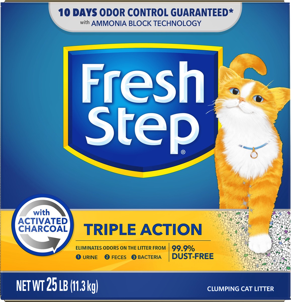 slide 3 of 8, Fresh Step Triple Action Clumping Cat Litter 25 lb, 25 lb