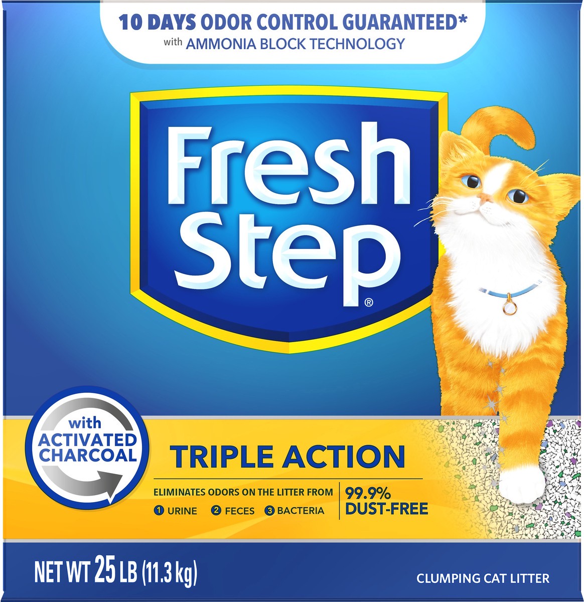 slide 4 of 8, Fresh Step Triple Action Clumping Cat Litter 25 lb, 25 lb