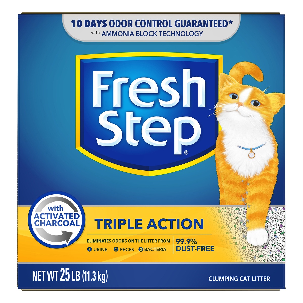slide 1 of 6, Fresh Step Triple Action Scented Clumping Cat Litter, 25 lb