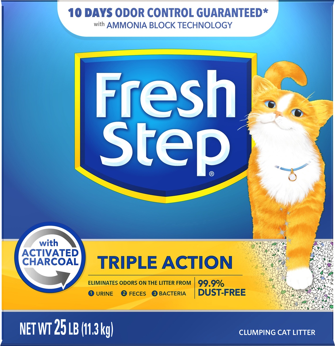 slide 6 of 6, Fresh Step Triple Action Scented Clumping Cat Litter, 25 lb