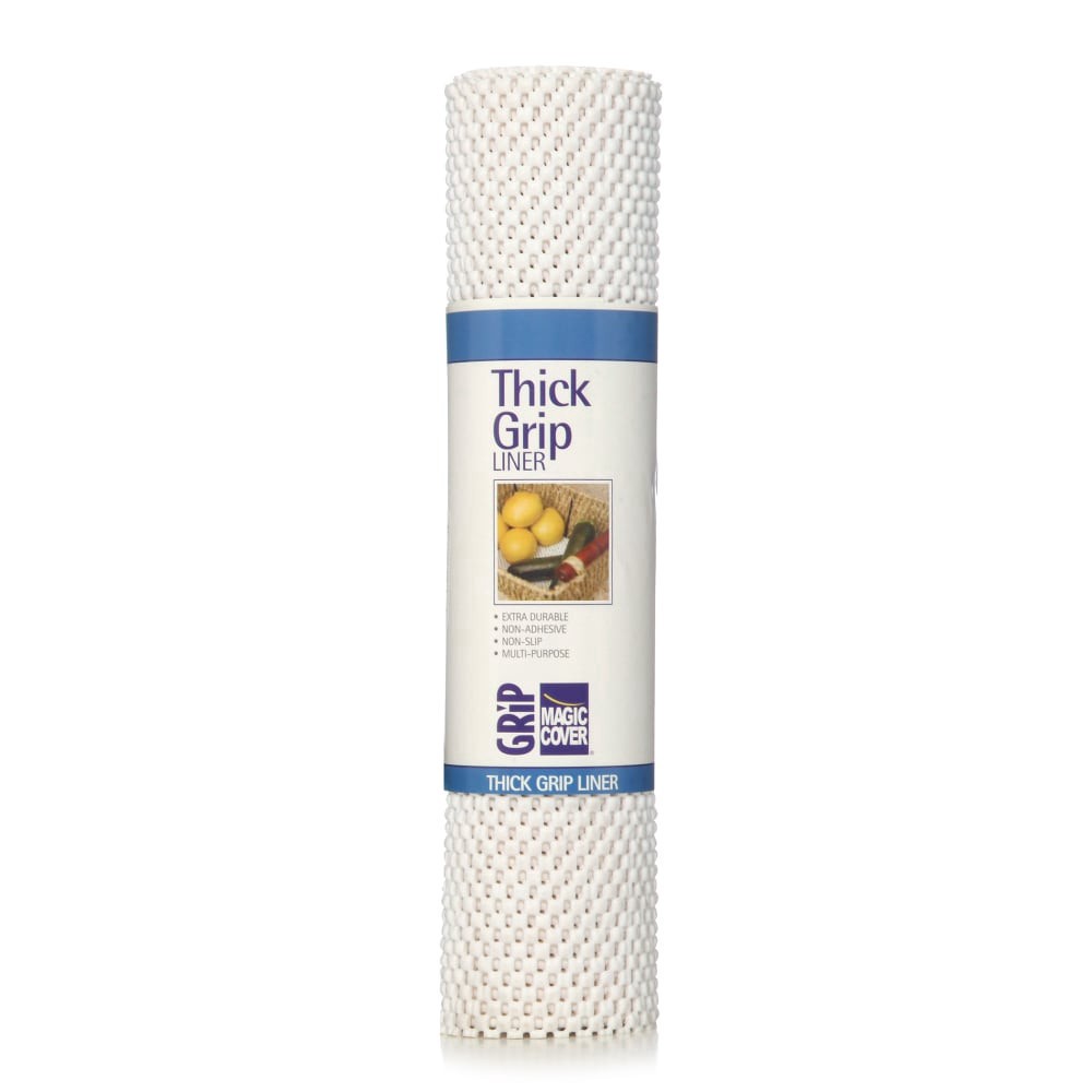 slide 2 of 2, Magic Cover Thick Grip Non-Adhesive White Shelf Liner, 12 in x 4 ft