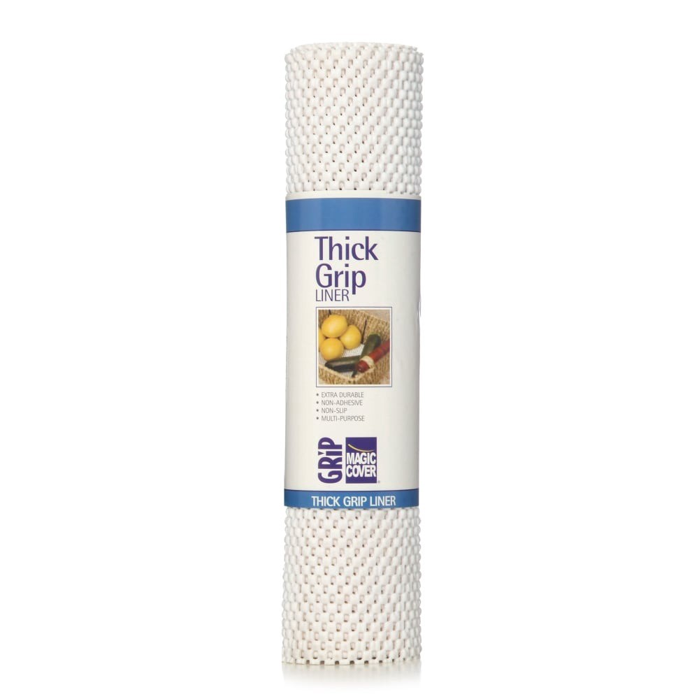 slide 1 of 2, Magic Cover Thick Grip Non-Adhesive White Shelf Liner, 12 in x 4 ft