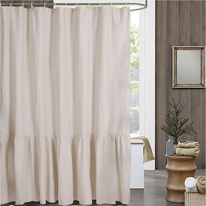 slide 1 of 1, Bee & Willow Home Ruffled Edge Shower Curtain - Natural Linen, 72 in x 72 in