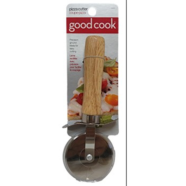 slide 1 of 1, Good Cook Pizza Cutter With Wood Handle, 9.2 in x 2.7 in x 1.2 in