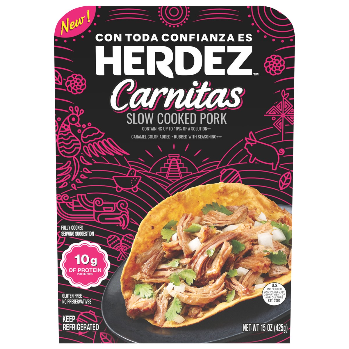 slide 1 of 2, HERDEZ Fully Cooked Entree Pork Carnitas 15 oz, 15 oz