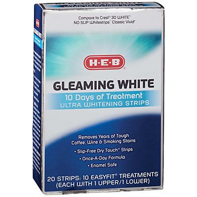 slide 1 of 1, H-E-B Gleaming White Ultra Whitening Strips, 10 ct