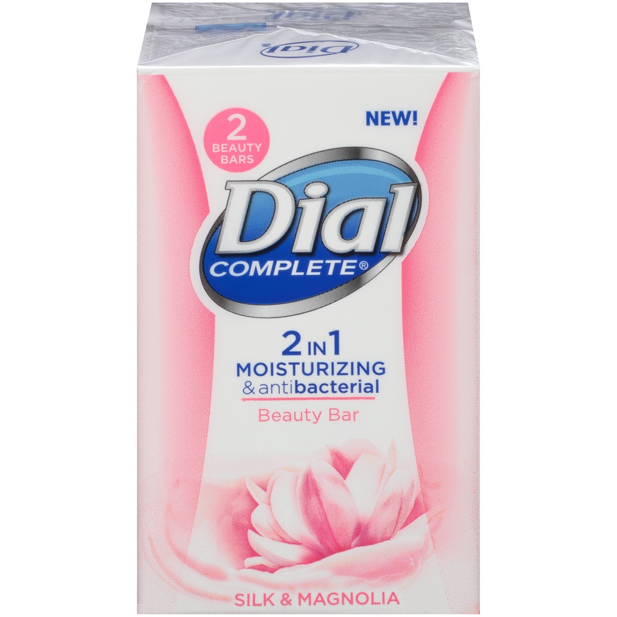 slide 1 of 6, Dial Complete 2 in 1 Moisturizing & Antibacterial Beauty Bar, Silk & Magnolia, 2 Bars, 3.2 oz