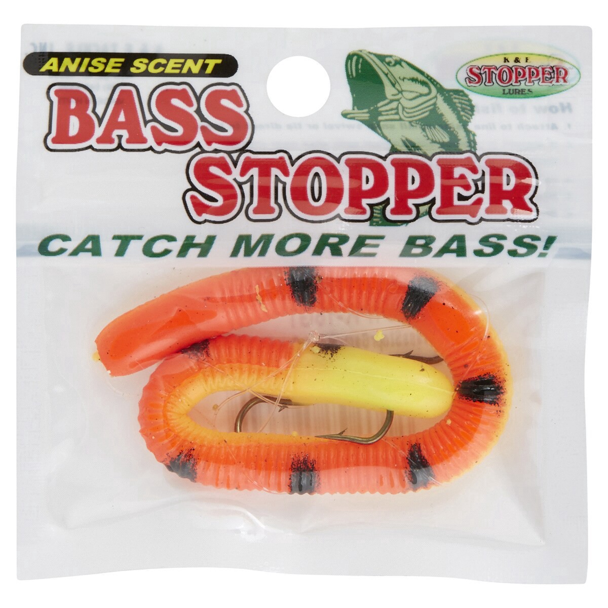 slide 1 of 1, Bass Stopper Regular Firetiger Garter Worm, 1 ct
