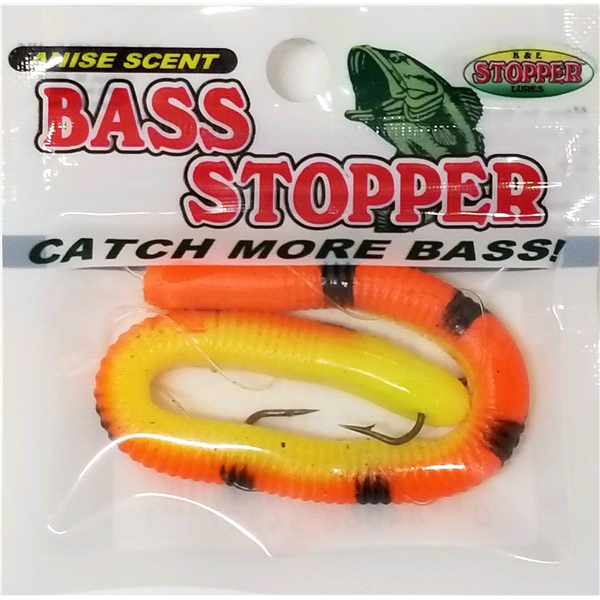 slide 1 of 1, Bass Stopper Regular Firetiger Garter Worm, 1 ct