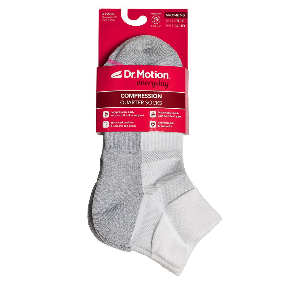 slide 3 of 3, Dr. Motion® Everyday Women's Compression Quarter Socks - White, 2 ct