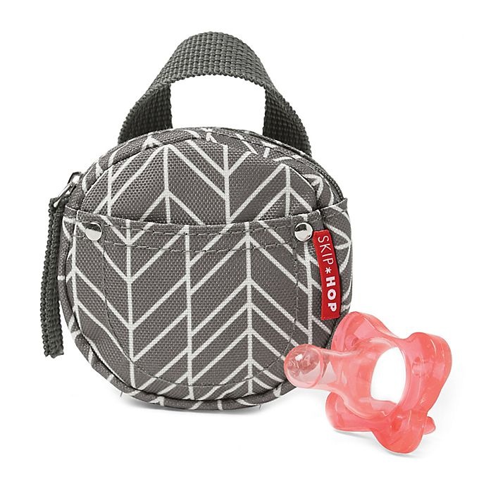 slide 1 of 4, Skip Hop SKIP*HOP Grab & Go Pacifier Pocket - Grey Feather, 1 ct