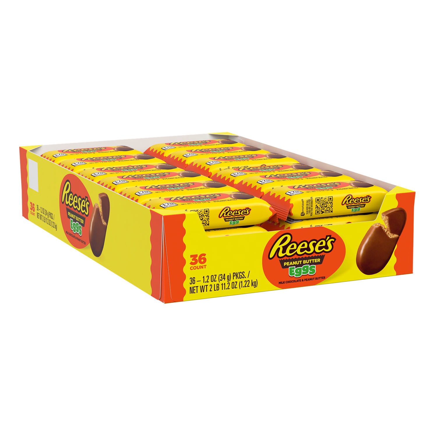 slide 1 of 8, Reese's Milk Chocolate Peanut Butter Eggs, Easter Candy Packs, 1.2 oz (36 Count), 1.2 oz