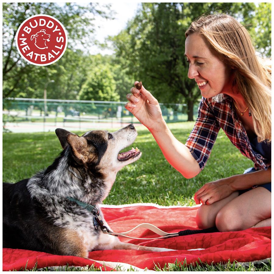 slide 3 of 5, Buddy Biscuits Meaty Meatball Bites Dog Treats, BBQ Beef, 7 oz Bag, 7 oz