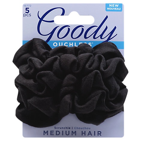 slide 1 of 1, Goody Ouchless Scrunchie Black Medium, 5 ct