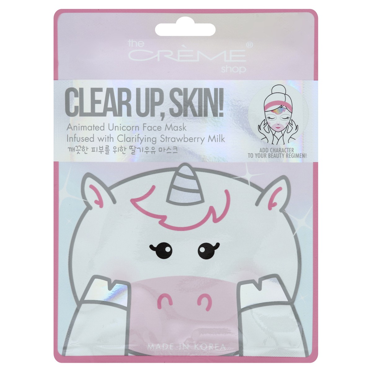 slide 2 of 3, The Crème Shop Creme Shop Sheet Mask Strawberry Milk Unicorn, 1 ct