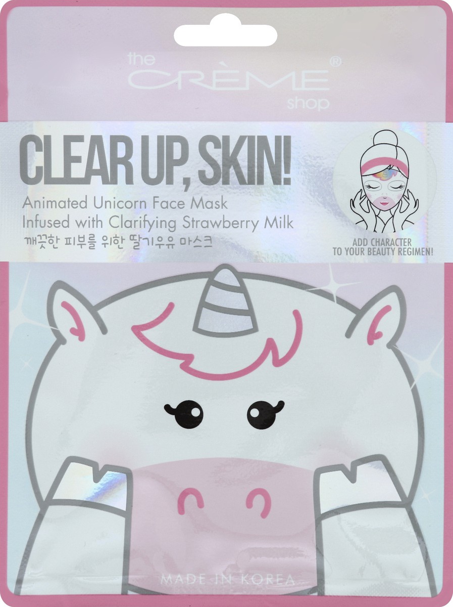 slide 1 of 3, The Crème Shop Creme Shop Sheet Mask Strawberry Milk Unicorn, 1 ct