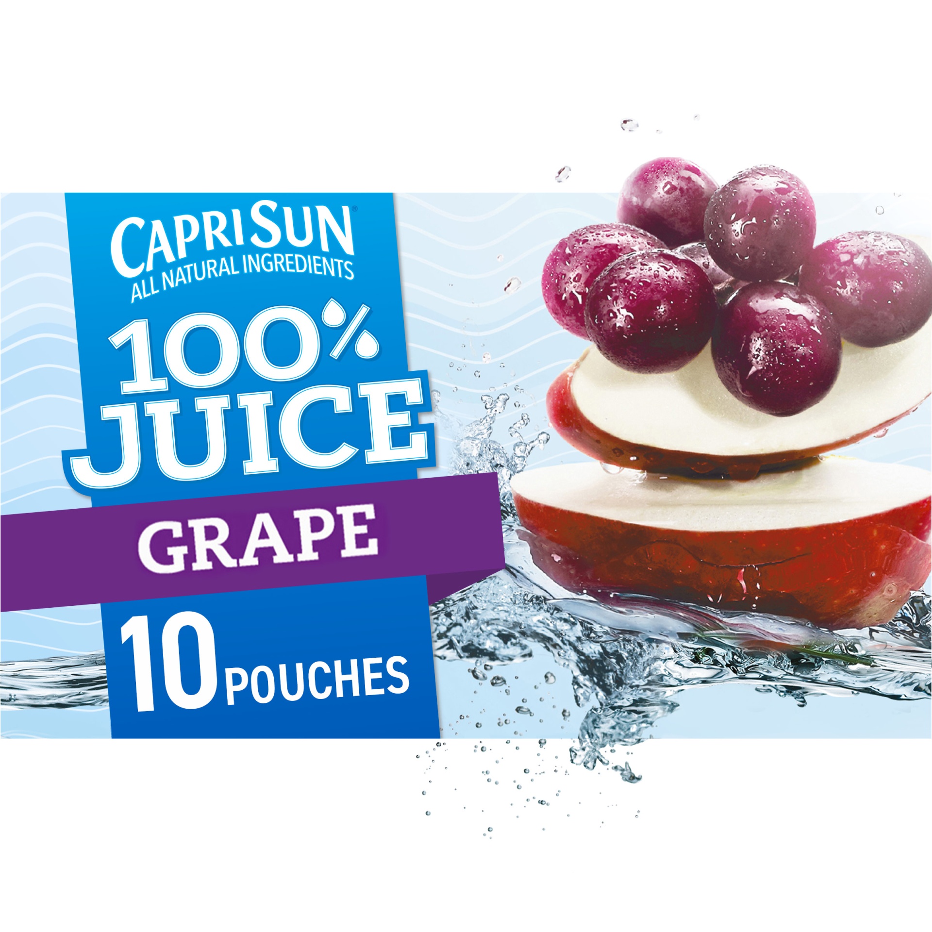 slide 1 of 6, Capri Sun 100% Juice Grape Naturally Flavored Juice Blend Pouches - 10 ct; 6 fl oz, 10 ct; 6 fl oz