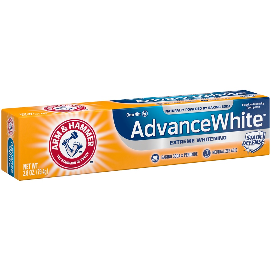 slide 2 of 4, ARM & HAMMER Advance White Extreme Whitening Baking Soda & Peroxide Trial Size Toothpaste, 0.9 oz