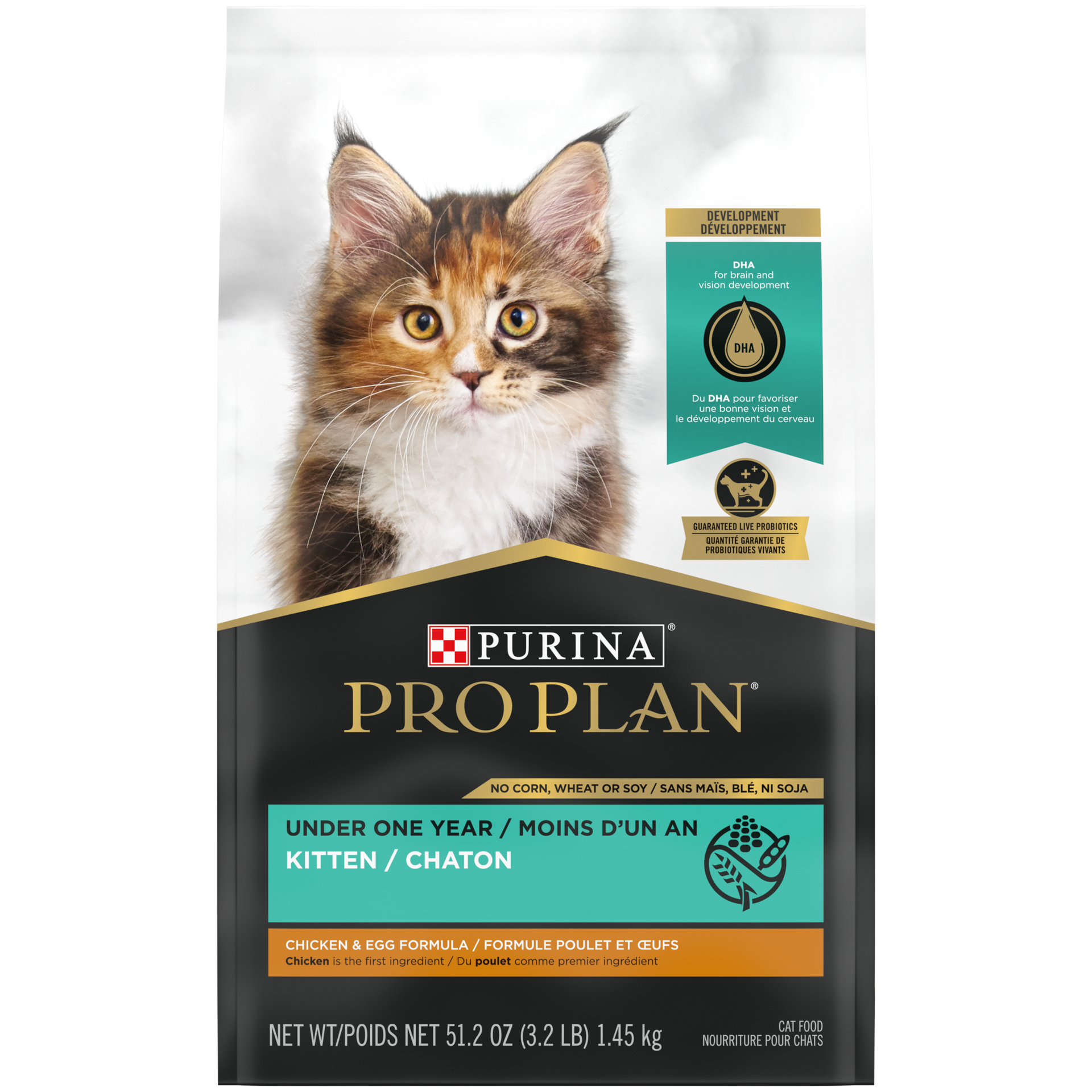 slide 1 of 2, Pro Plan Purina Pro Plan Grain Free, High Protein, Natural Dry Kitten Food, Chicken & Egg Formula, 3.2 lb