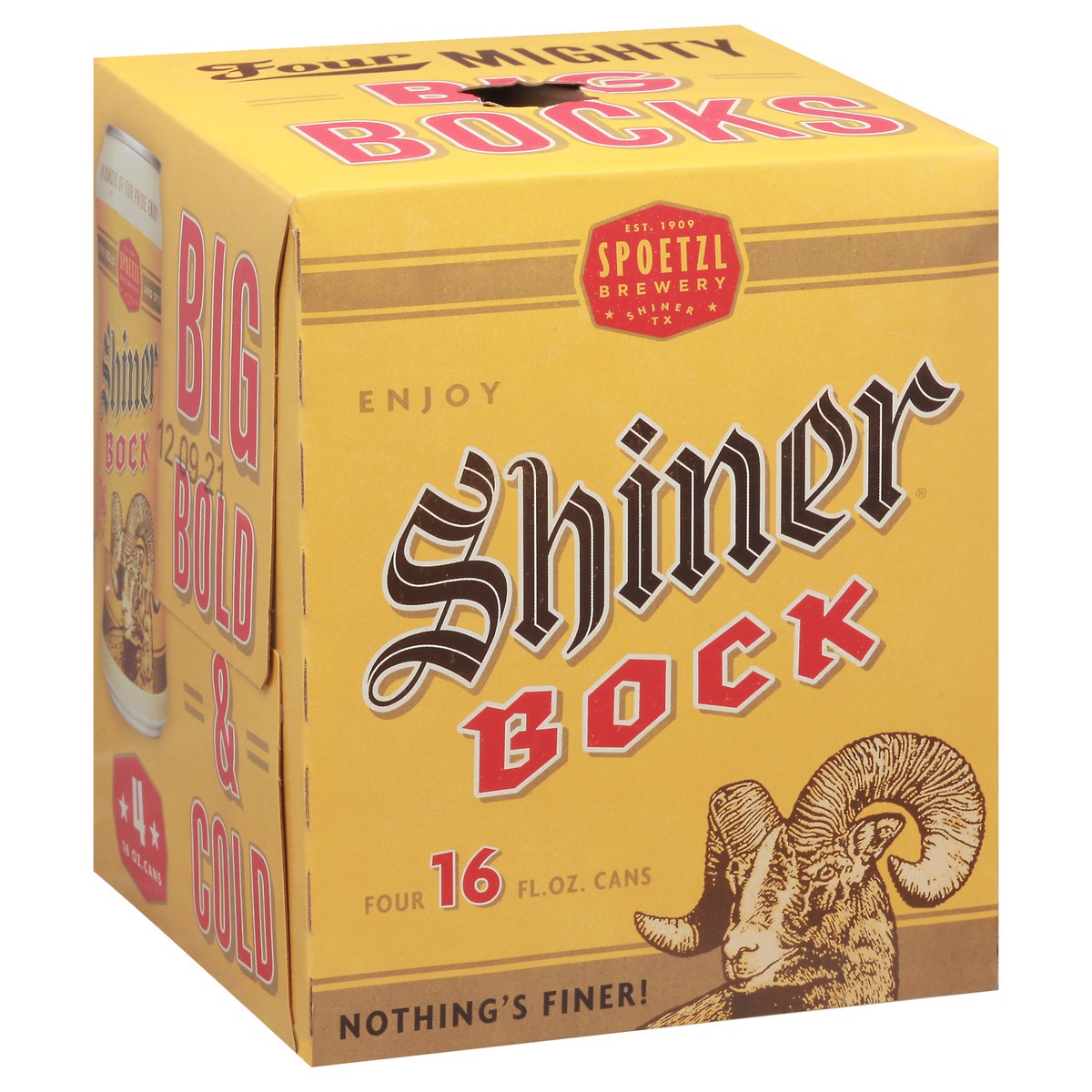 slide 3 of 9, Shiner Bock Beer, Shiner Craft Beer, 4 Pack, 16 fl oz Cans, 4.4% ABV, 141 Calories, 12.4g Carbs, 1 ct