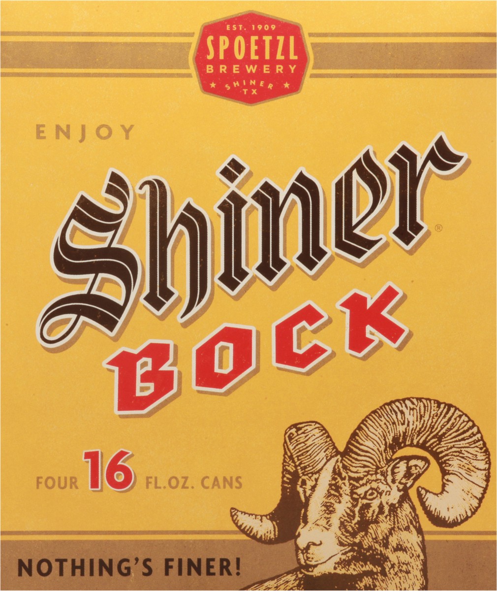 slide 7 of 9, Shiner Bock Beer, Shiner Craft Beer, 4 Pack, 16 fl oz Cans, 4.4% ABV, 141 Calories, 12.4g Carbs, 1 ct