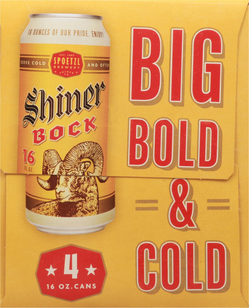 slide 6 of 9, Shiner Bock Beer, Shiner Craft Beer, 4 Pack, 16 fl oz Cans, 4.4% ABV, 141 Calories, 12.4g Carbs, 1 ct