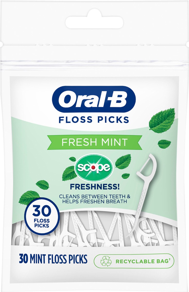 Oral-B Burst Of Scope Dental Floss Picks, Fresh Mint, 30 Ct 30 Ct | Shipt