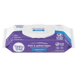 Tippy Toes Thick & Quilted Fragrance Free Wipes 72 Each