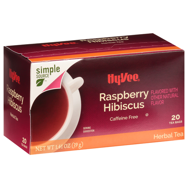 slide 1 of 1, Hy-vee Raspberry Hibiscus Herbal Tea Bags - 20 ct; 1.41 oz - 20 ct; 1.41 oz, 20 ct; 1.41 oz