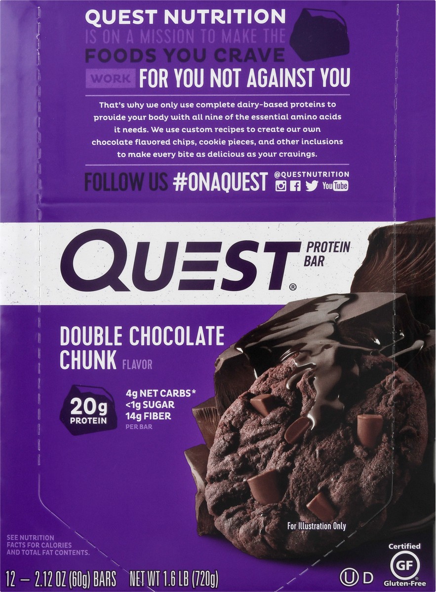 slide 7 of 9, Quest Double Chocolate Chunk Protein Bars, 12 ct