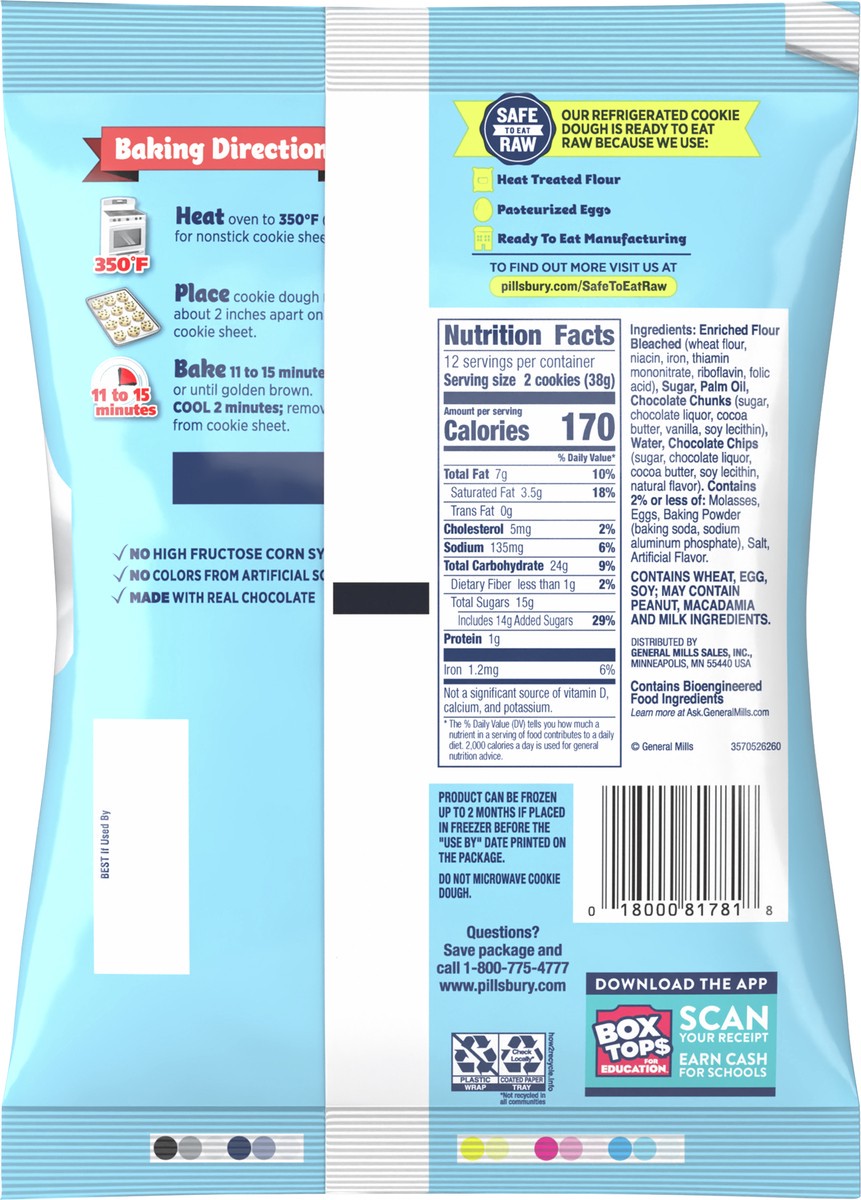 slide 5 of 13, Pillsbury Ready to Bake! Chocolate Chunk & Chip Cookie Dough, 24 ct., 16 oz., 16 oz