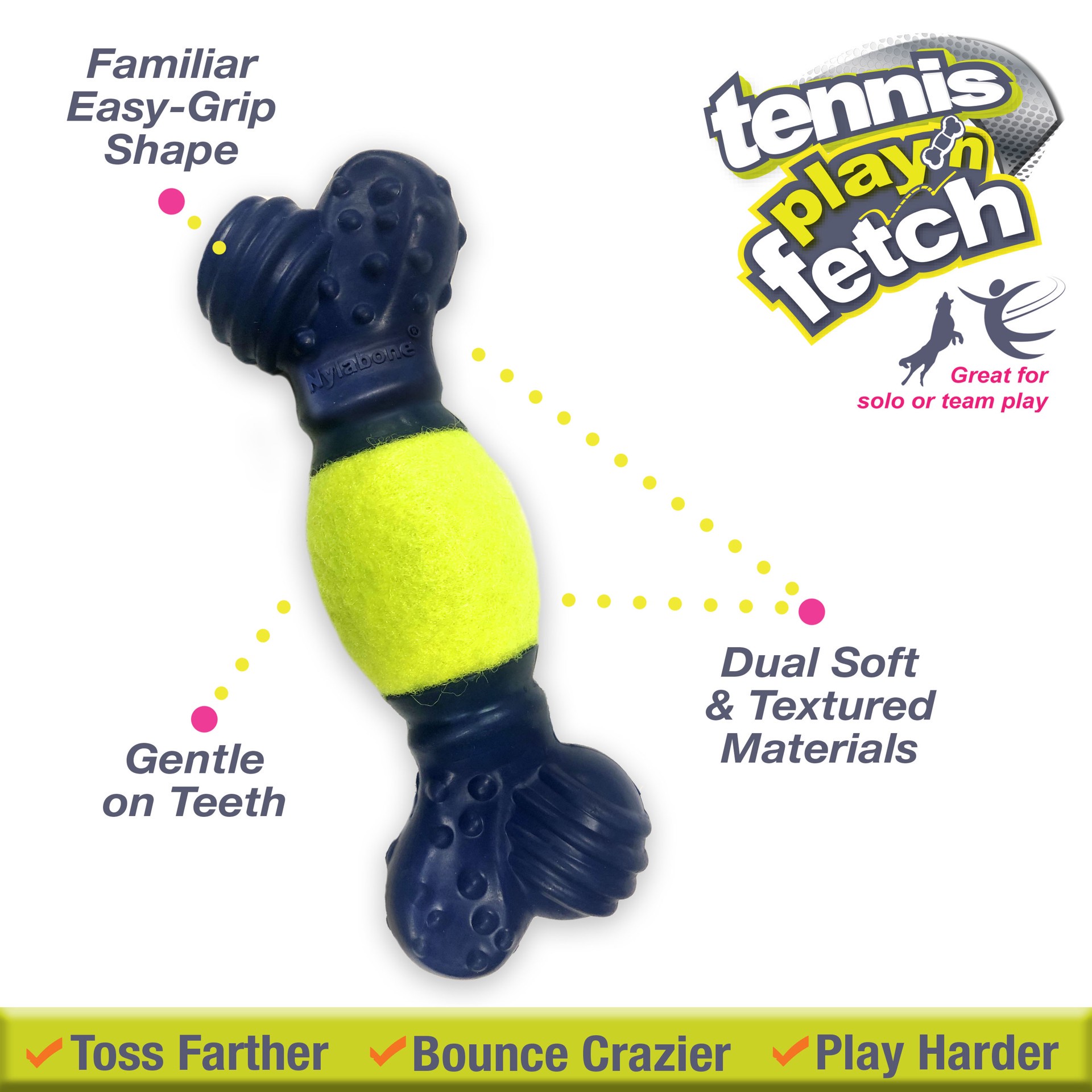 slide 2 of 10, Nylabone Power Play Tennis Play 'n Fetch Interactive Dog Toy, 1 ct