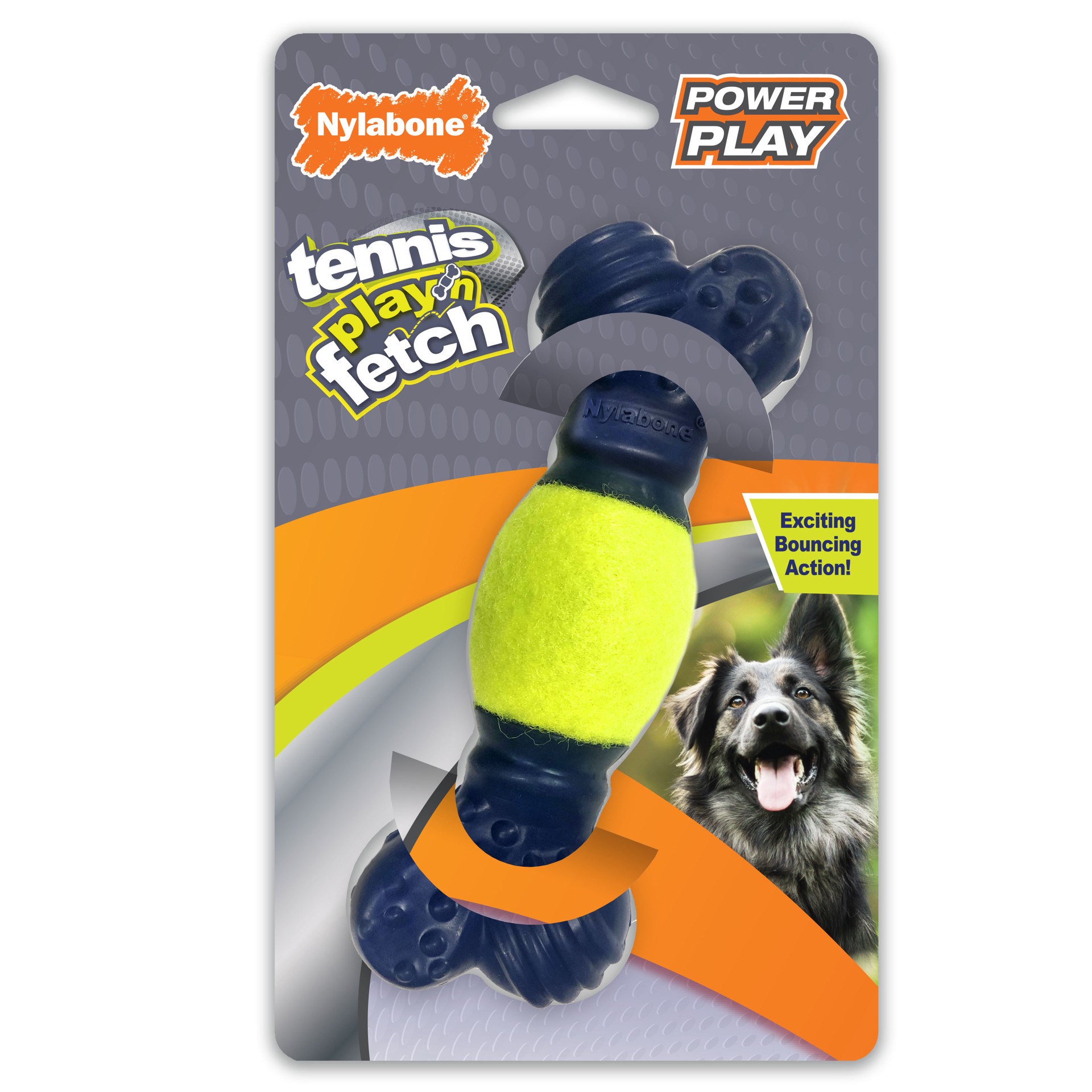 slide 1 of 10, Nylabone Power Play Tennis Play 'n Fetch Interactive Dog Toy, 1 ct