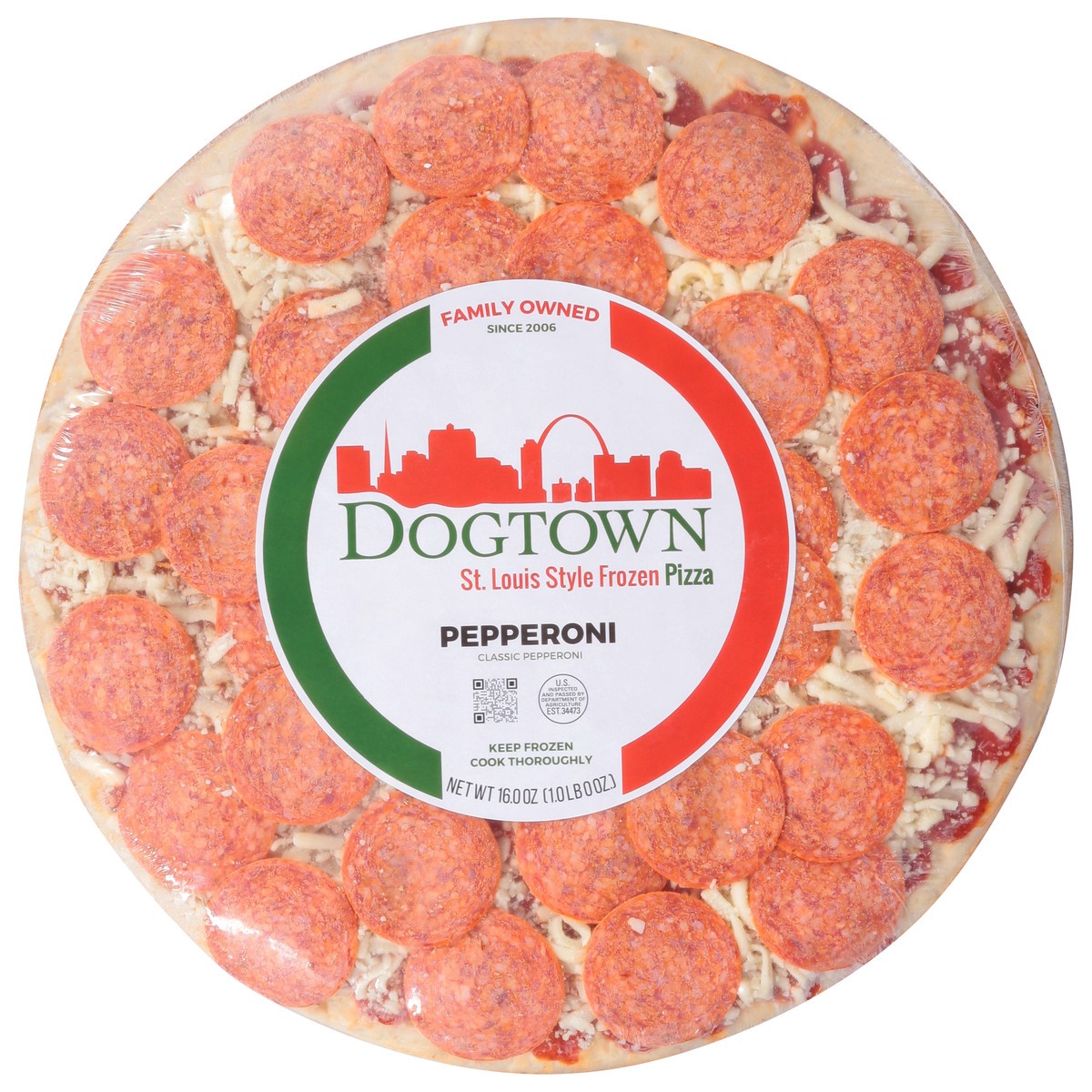 slide 4 of 14, Dogtown St. Louis Style Pepperoni Frozen Pizza 16 oz, 1 ct