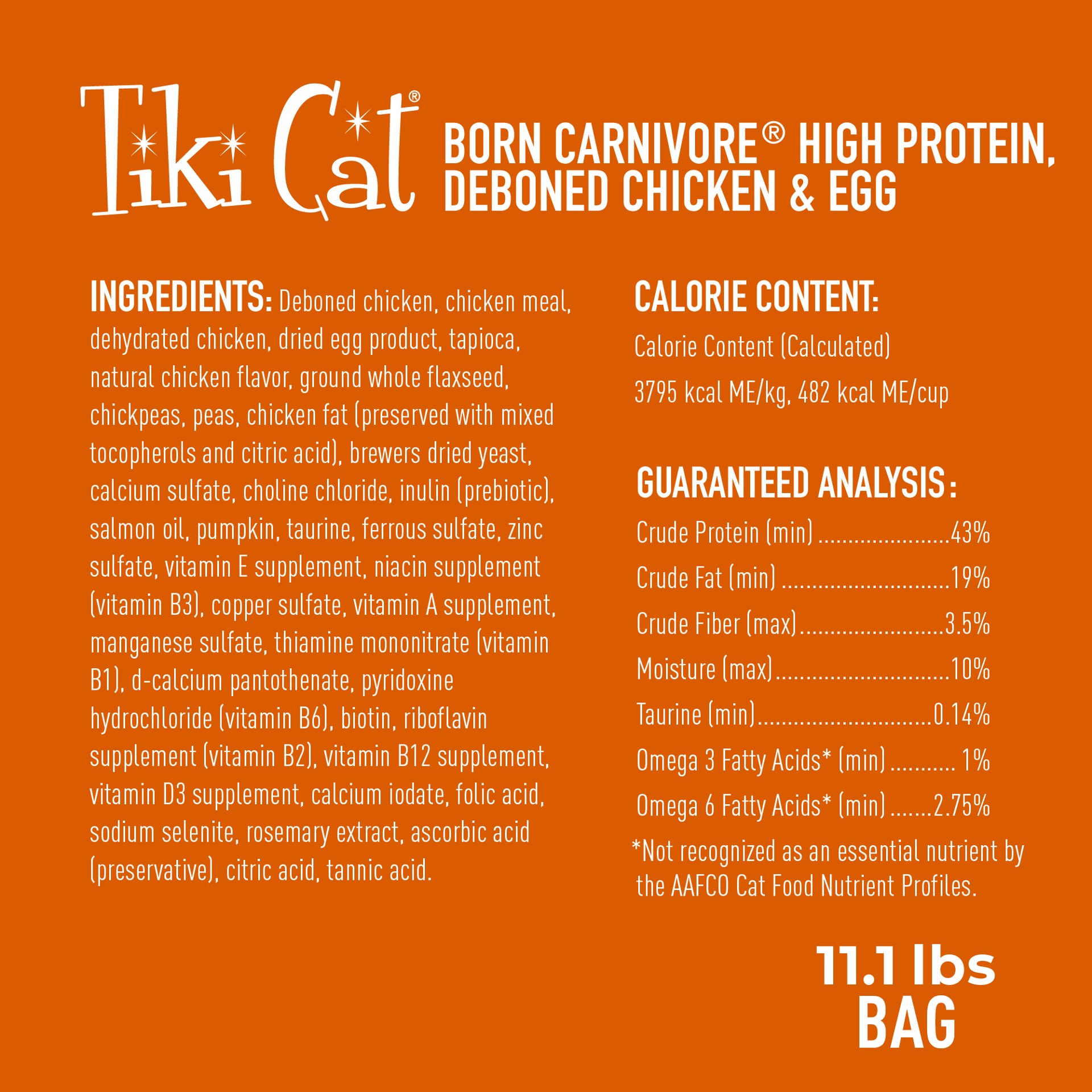 slide 6 of 7, Tiki Cat Born Carnivore Chicken & Egg Dry Food, 11.1 lb
