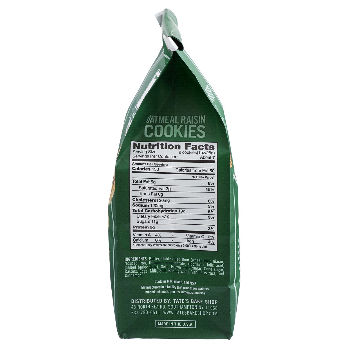 slide 2 of 2, Tate's Bake Shop Oatmeal Raisin Cookies, 7 oz, 7 oz