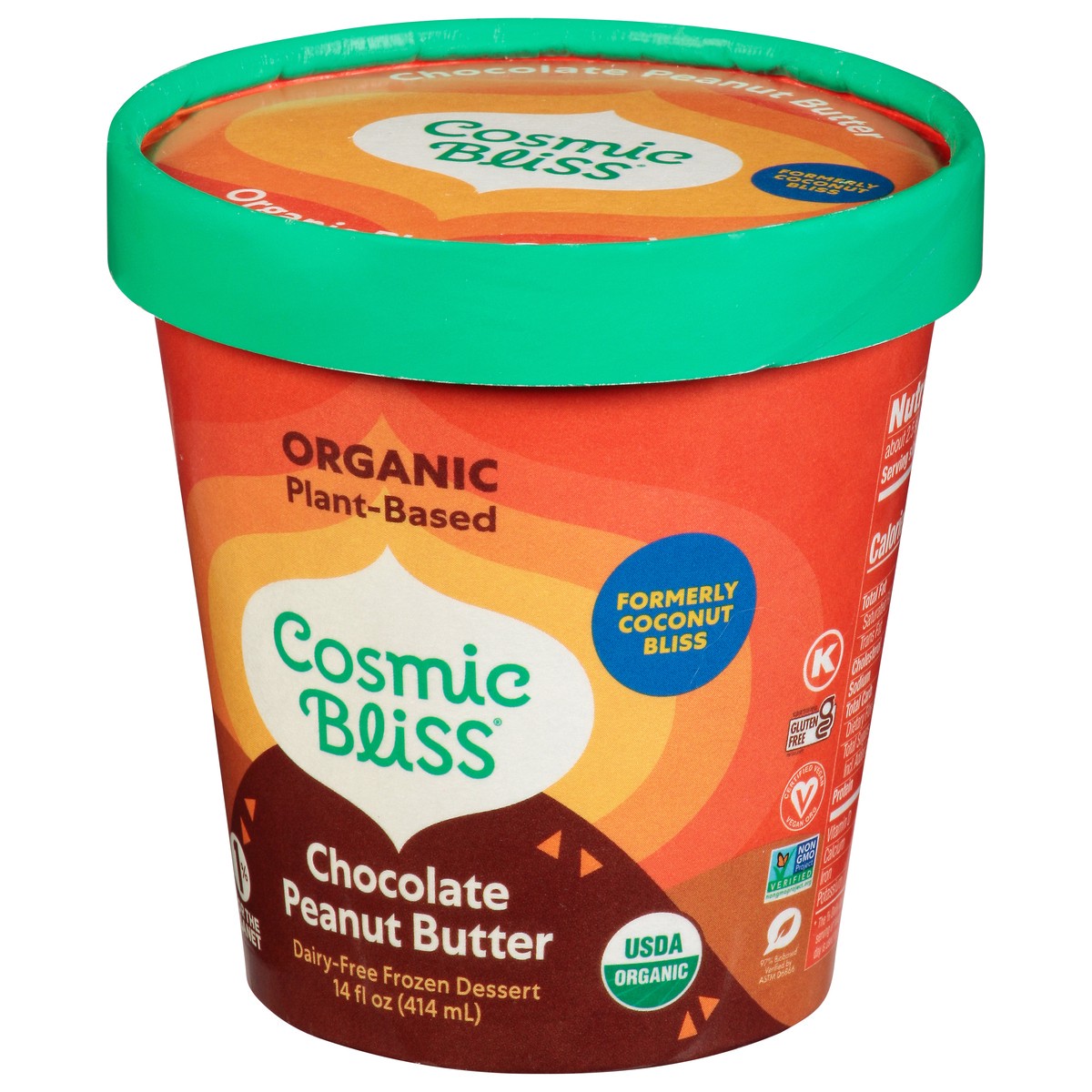 slide 2 of 14, Cosmic Bliss Dairy-Free Organic Chocolate Peanut Butter Frozen Dessert 14 fl oz, 14 fl oz