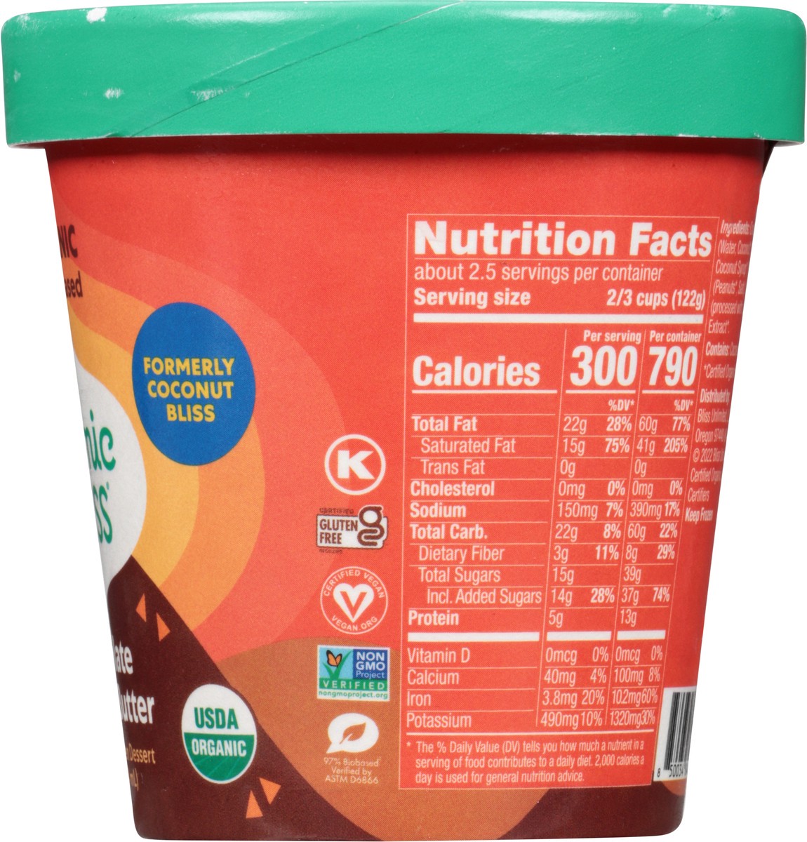 slide 5 of 14, Cosmic Bliss Dairy-Free Organic Chocolate Peanut Butter Frozen Dessert 14 fl oz, 14 fl oz